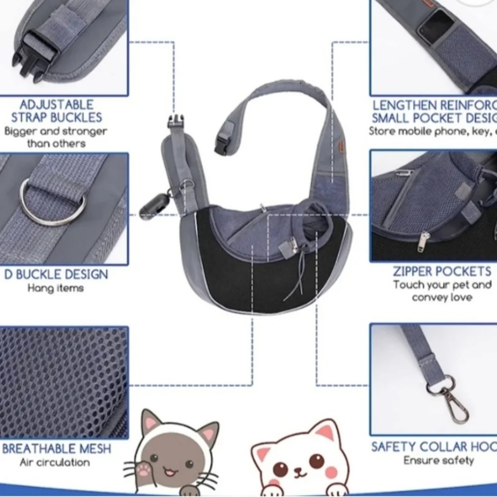 Pet Carrier Sling for Dogs - Gray
